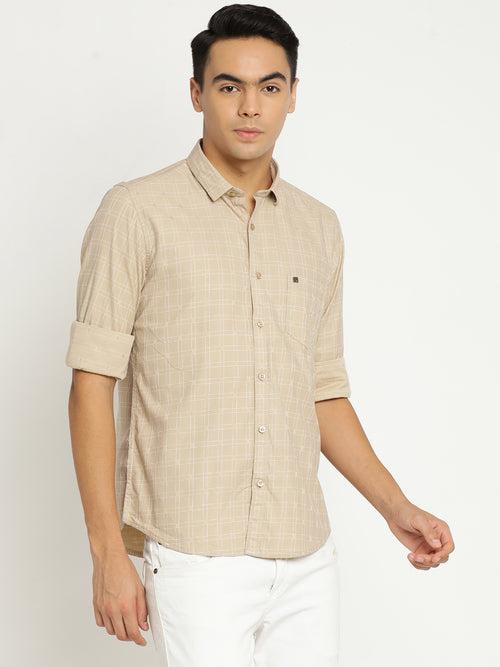 Light Brown Checkerd Shirt