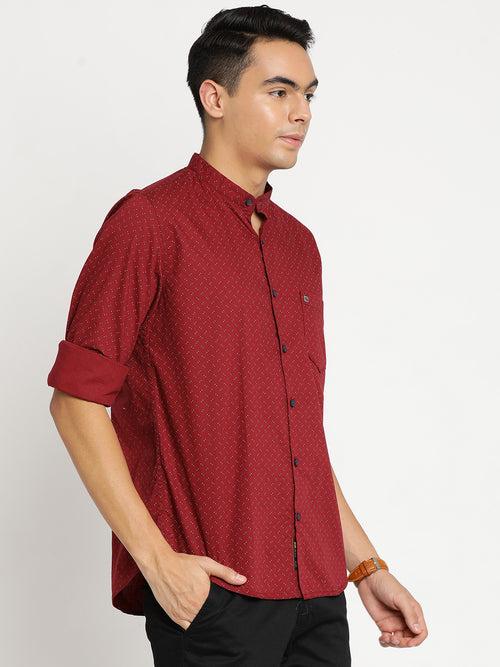 Slim Fit Red Printed Shirt