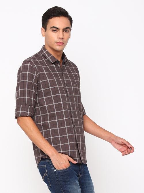 Brown Checkerd Shirt