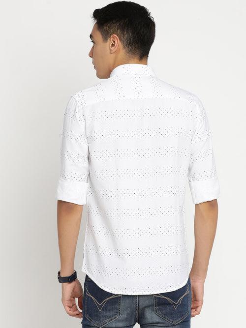 Slim Fit White Printed Shirt