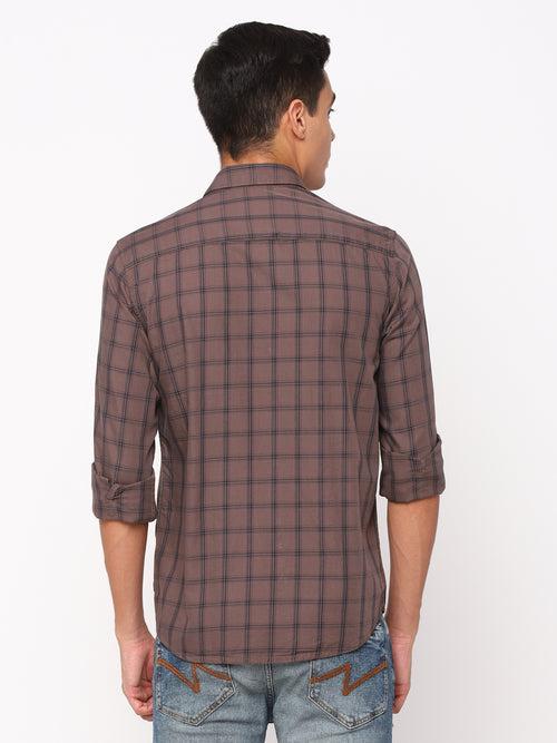 Light Brown Checkerd Shirt