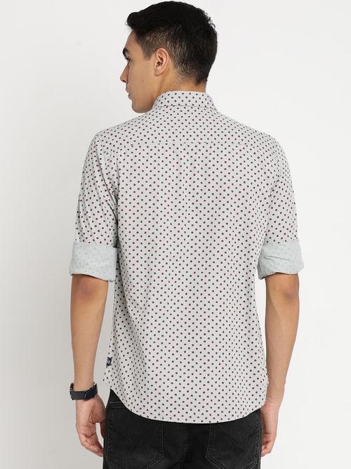 Slim Fit Grey Printed Shirt