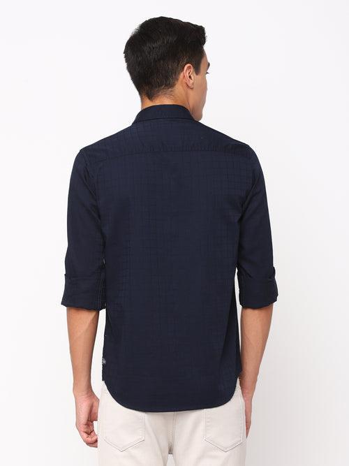 Dark Blue Checkerd Shirt