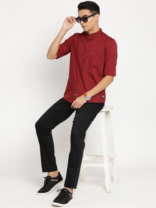 Slim Fit Red Printed Shirt