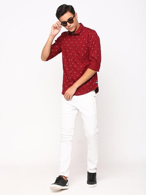 Maroon Printed Shirt