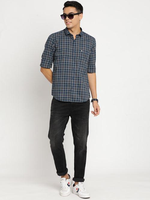 Dark Blue Checkerd Shirt