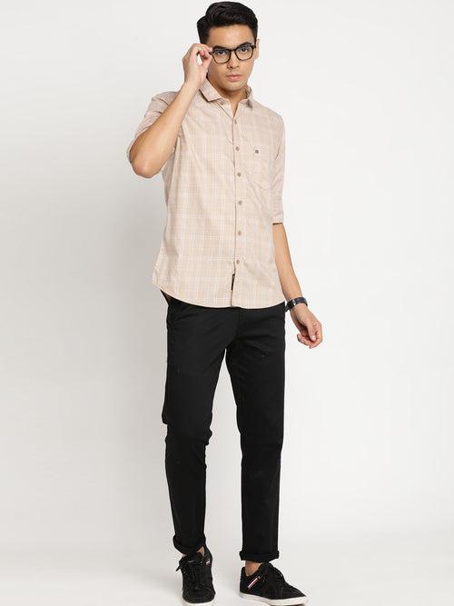 Light Brown Checkerd Shirt