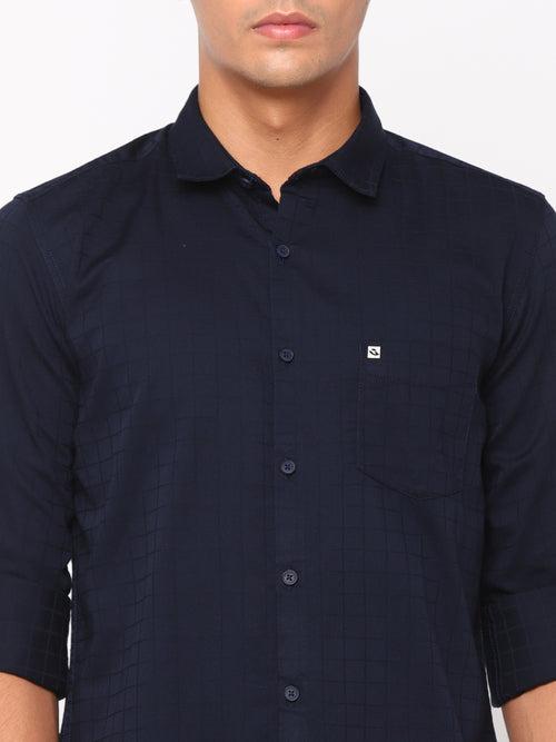 Dark Blue Checkerd Shirt