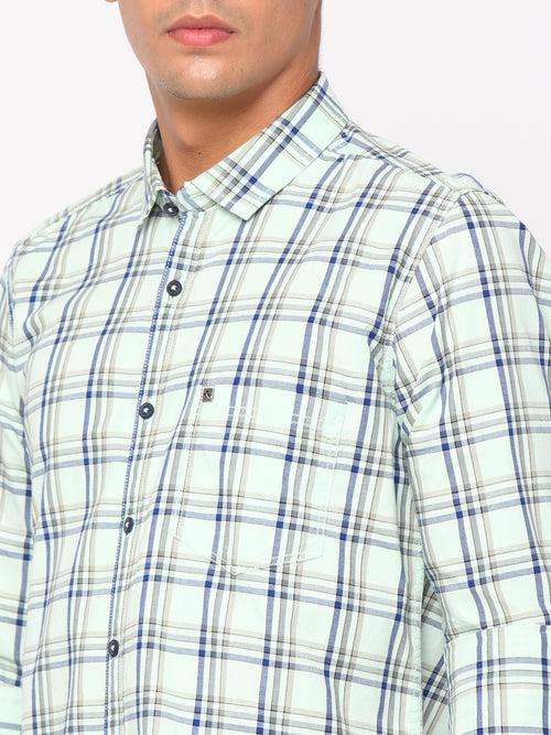 Slim Fit Light Green Check Shirt