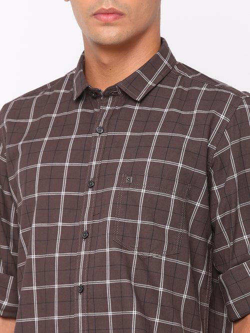 Brown Checkerd Shirt