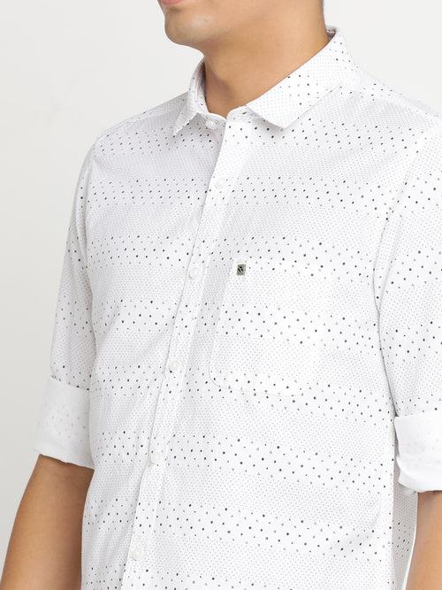 Slim Fit White Printed Shirt