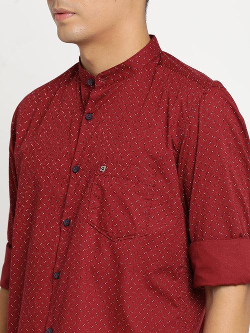 Slim Fit Red Printed Shirt