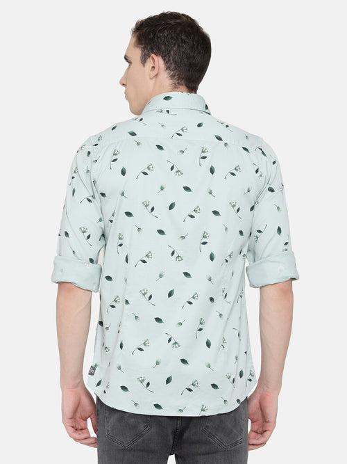 Light Aqua Blue Printed Shirt