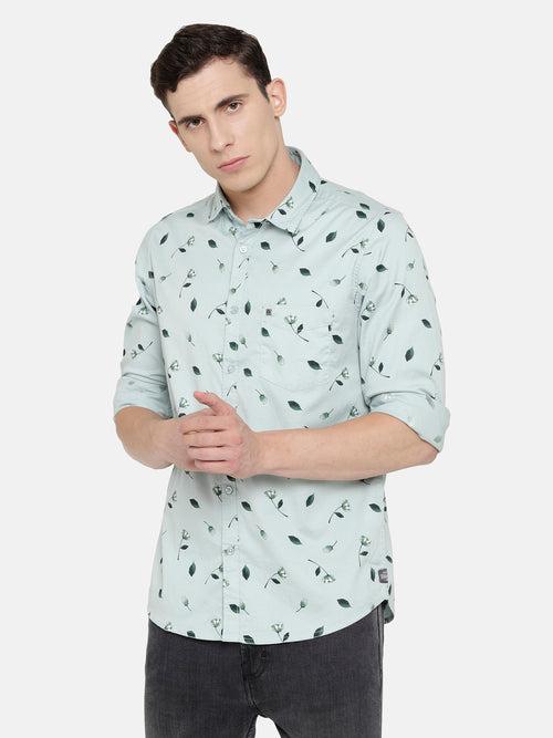 Light Aqua Blue Printed Shirt