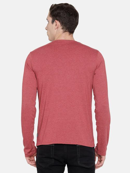 Red Chest Printed T-Shirt -Full Sleeve
