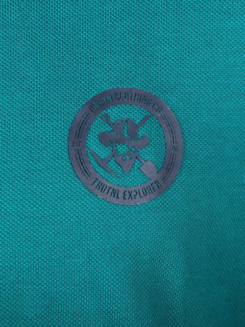 Slim Fit Teal Blue Polo T-Shirt in pique fabric