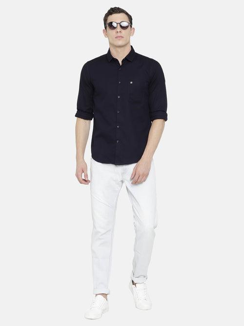 Navy Blue Linen Shirt