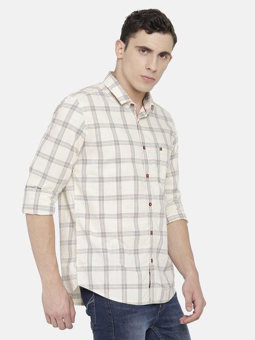 Off-White/ Beige Checkered Shirt