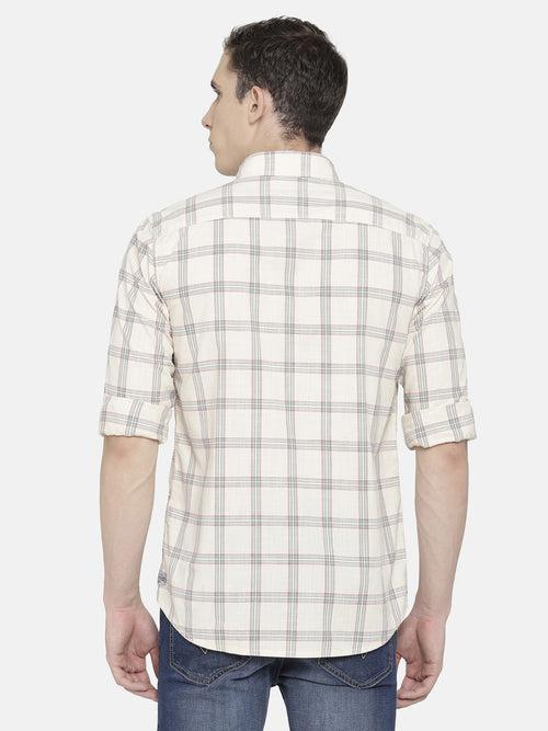 Off-White/ Beige Checkered Shirt