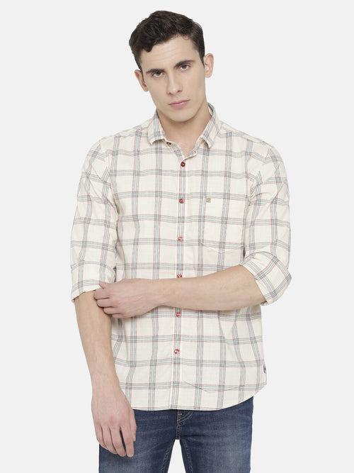 Off-White/ Beige Checkered Shirt