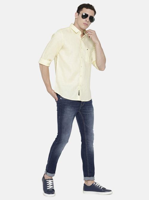 Lime Yellow Pure Linen Shirt