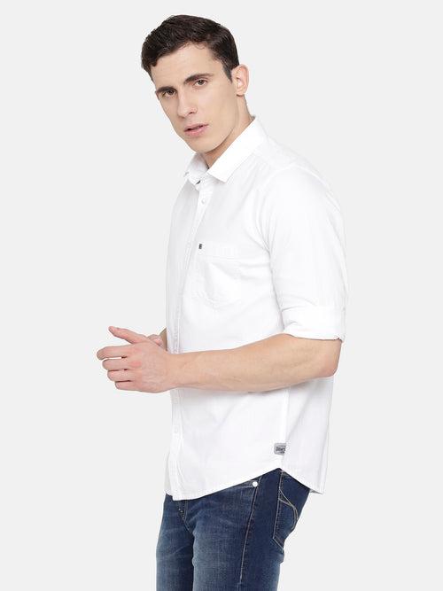 Slim Fit Solid White Oxford Shirt