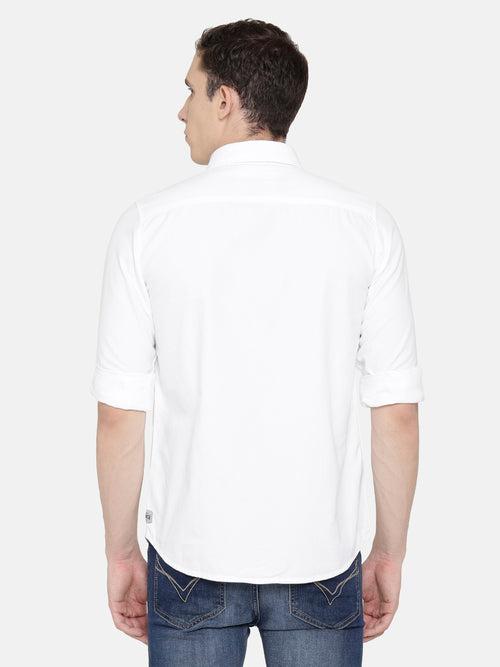 Slim Fit Solid White Oxford Shirt