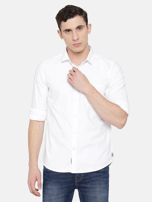 Slim Fit Solid White Oxford Shirt