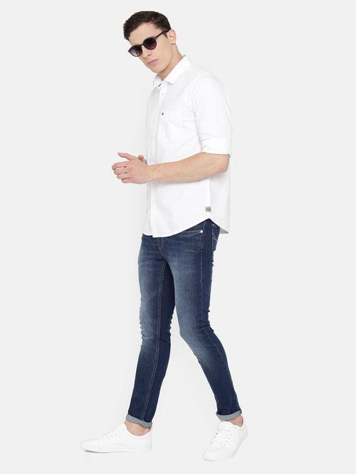 Slim Fit Solid White Oxford Shirt