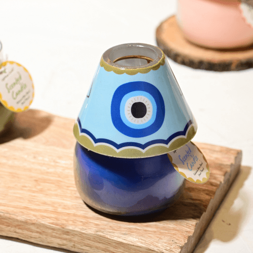 Boho Glass Lamp Scented Candle - Blue Eye