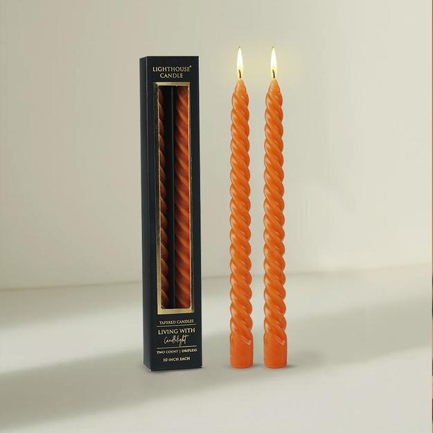 Twist Dinner Candles Dripless Orange - Pack of 2