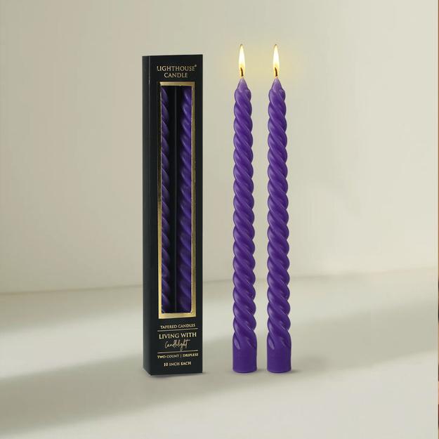 Twist Dinner Candles Dripless Purple - Pack of 2