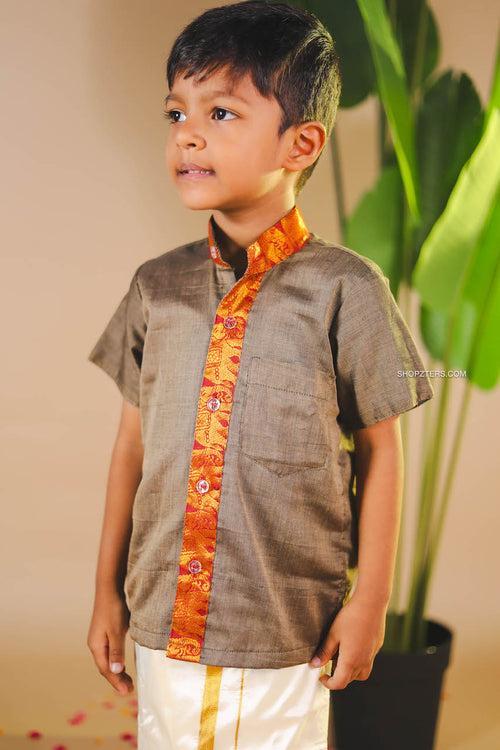 Grey Cotton Boys Kurta