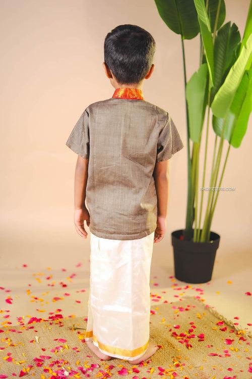 Grey Cotton Boys Kurta