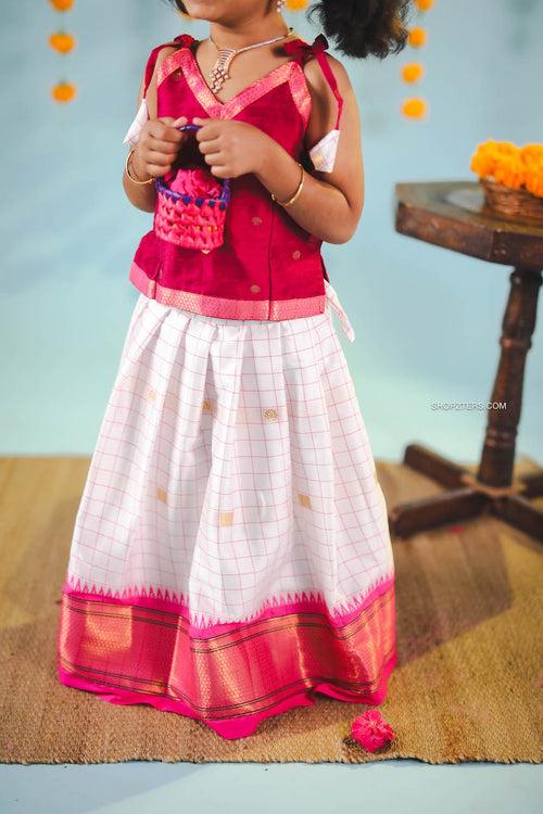 Red Semi Silk Lehenga