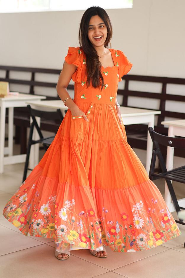 Blissful orange  midi dress