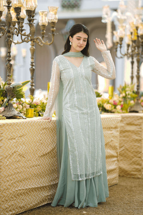 Pakhi Pearl Straight Kurta-Palazzo Set