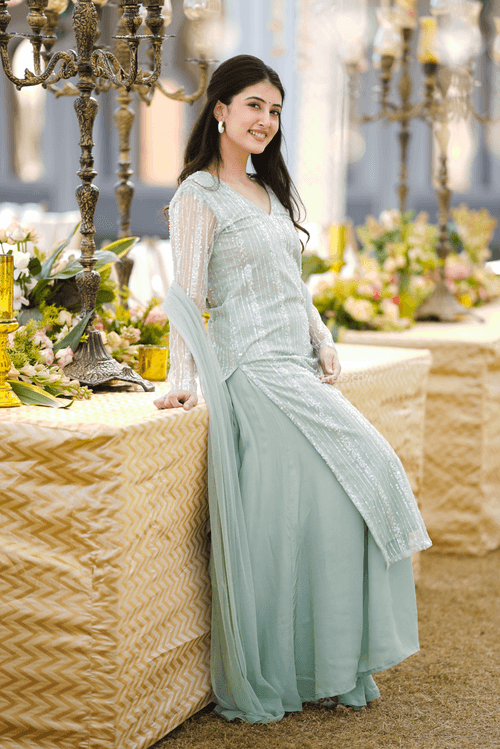 Pakhi Pearl Straight Kurta-Palazzo Set