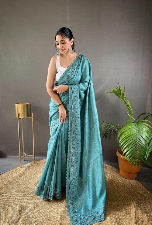 Matka Silk Saree With Cutwork Border