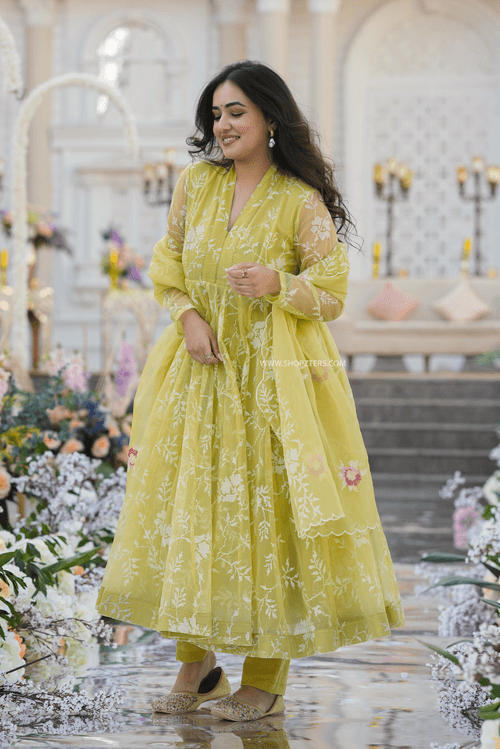 Faded Yellow Organza Suit Set