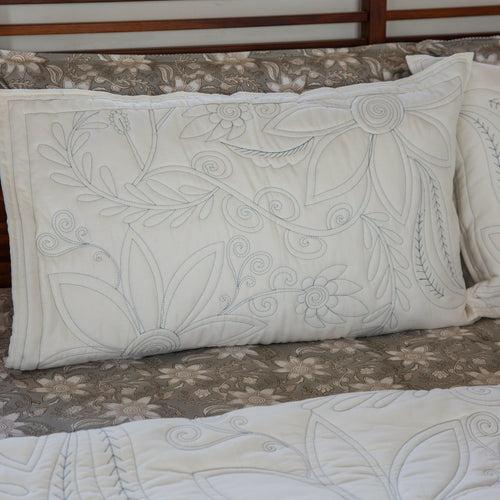 Blue and White Paisley Jaal Embroidered Quilt