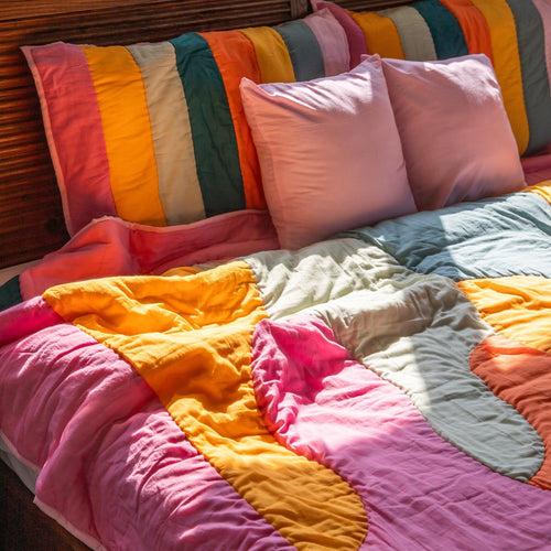 Color Burst Patchwork Handmade Quilt Set