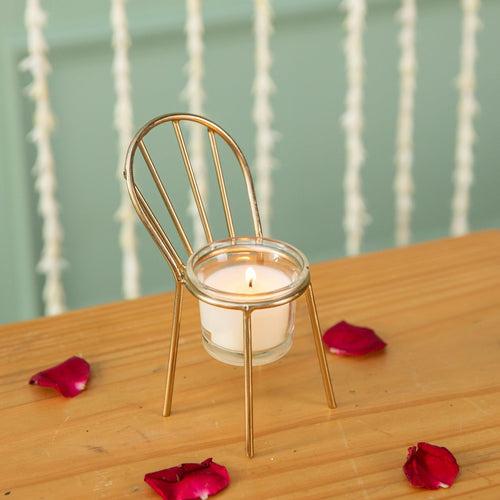 Gold Metal Chair Tea Light Candle Holder