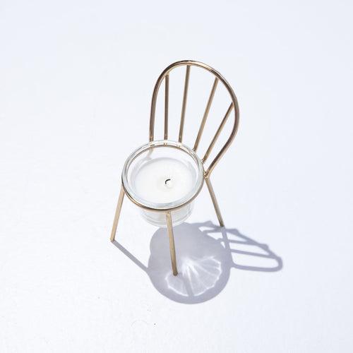 Gold Metal Chair Tea Light Candle Holder