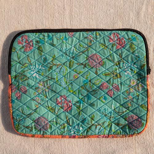 Green Spring Blockprinted Laptop Sleeve