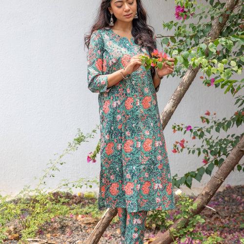 Gulbahaar Pintex Blockprinted Suit Set