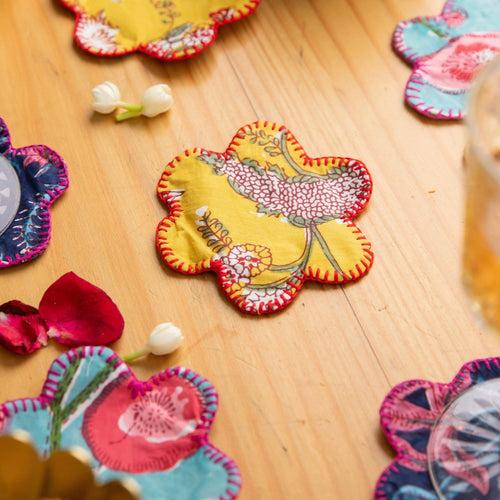 Multicolor Flower Shape Coaster Set of 6