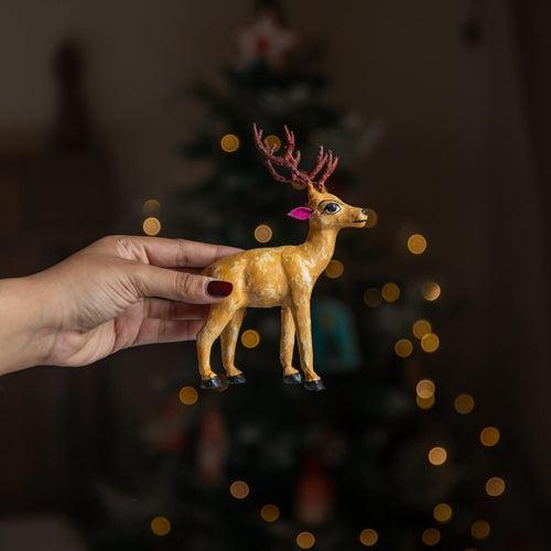 Paper Mache Hand Painted Christmas Deer