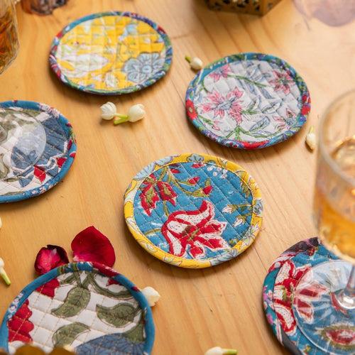 Round Colorful Reversible Coaster Set of 6