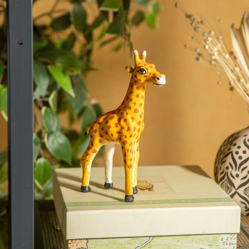 Yellow Giraffe Paper Mache Art